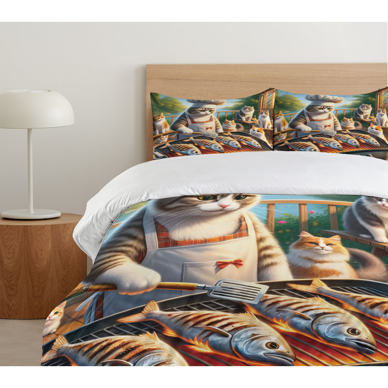 Cat Duvet Cover, California King Duvet Cover + 2 Standard Shams