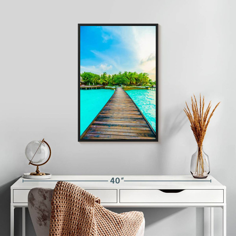 Jetée tropicale des Maldives, Cadre flottant noir, 17 po x 25 po
