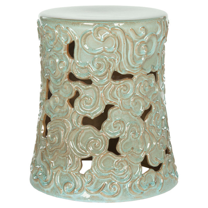 Tabouret de jardin en céramique Beckham, Bleu réactif