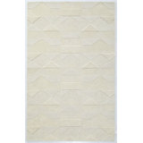 Wool Geometric Area Rug in Ivory