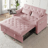 Latitude Run 3 in 1 Convertible Sofa Bed, 53" Vincy Sleeper Loveseat with Side Table, Pull Out Couch with 2 Pockets and 2 Pillows for Living Room Apartment Office