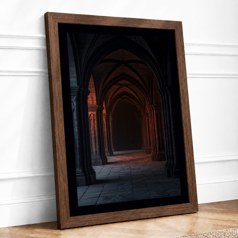 Archway Into Shadow Industrial - Framed Print, A2 - 59.4 x 42.0 cm, Walnut