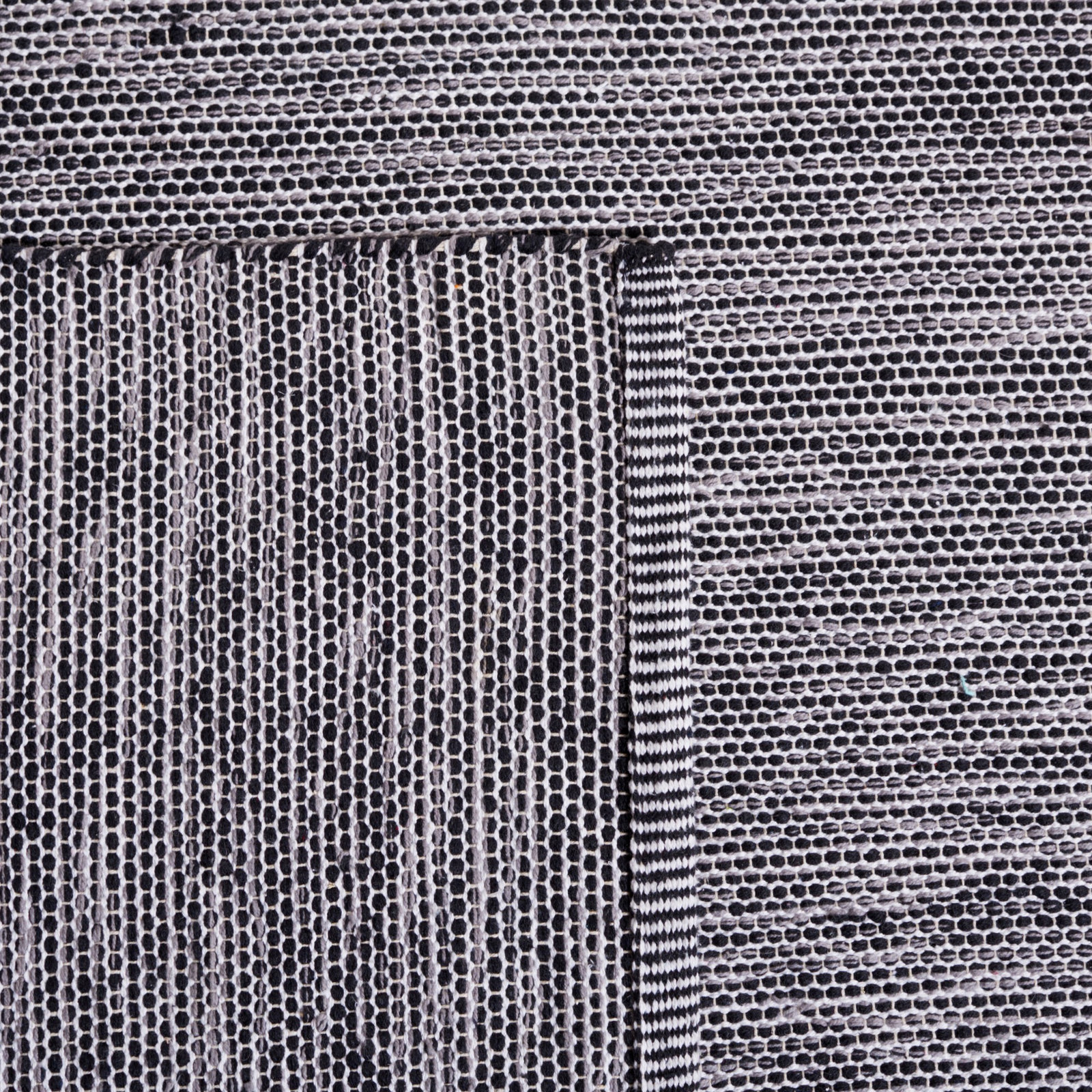 Dallis Black Ivory Hand-Woven Flatweave Cotton Rug, Runner 2'3" x 9'