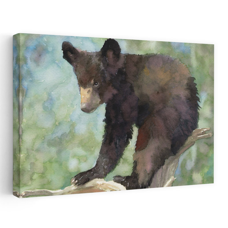 Ourson dans un arbre 2, art contemporain abstrait, H 16 po x l 24 po