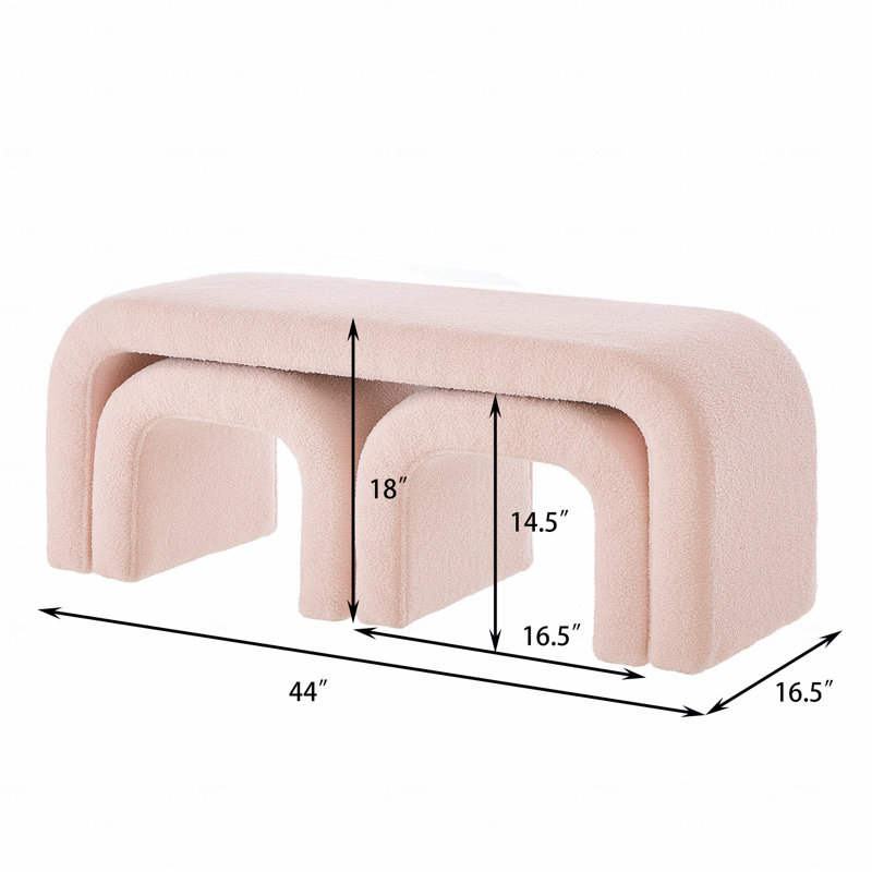 Ensemble de 3 repose-pieds rembourrés en forme de U, Rose
