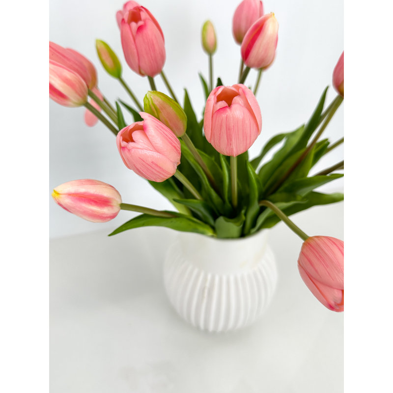 5 vraies tulipes artificielles, Rose saumon