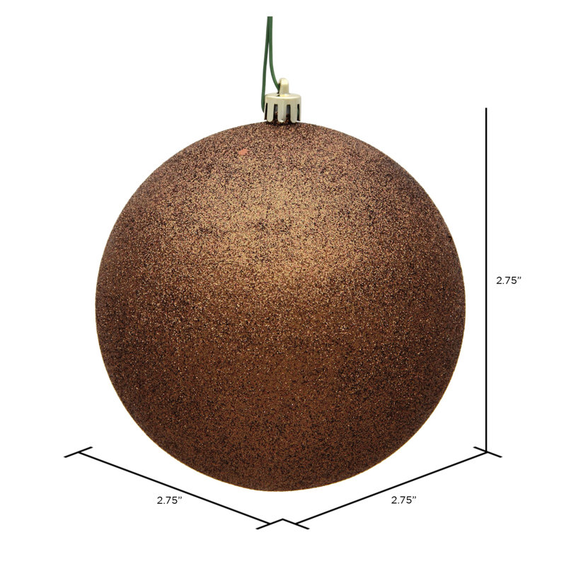 Décoration de boule décorative des Fêtes, H 2,75 po x l 2,75 po x P 2,75 po, Paillettes moka
