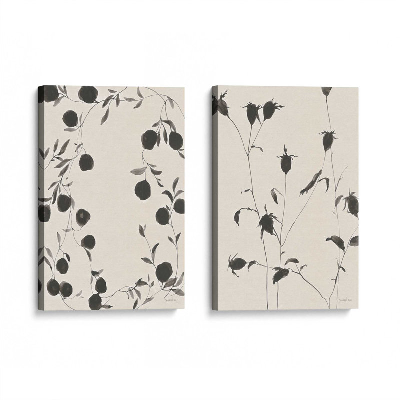 «Black Ink Botanicals», ensemble de 2, H 19 po x l 16 po, Toile tendue