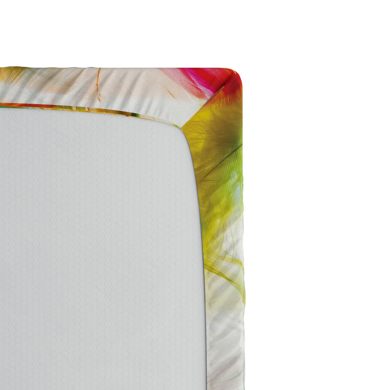 Microfiber Fitted Sheet, Twin Fitted Sheet, Green/Blue/Orange Abstract