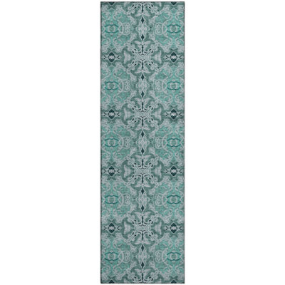 Tapis bleu sarcelle lavable à la machine Premium Prisco