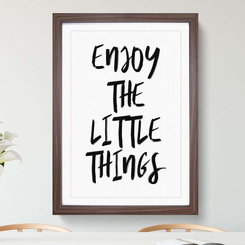 Enjoy the Little Things - Picture Frame Typography, 65cm H x 48cm W x 2cm D, Walnut