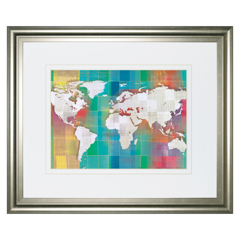 World Map Wall Art - 34" x 40" - Silver Frame
