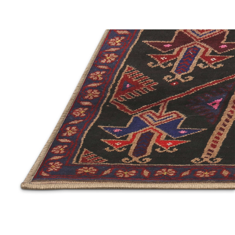 Tapis oriental multicolore tissé à la machine Oriental, Rectangle de 2 pi x 3 pi