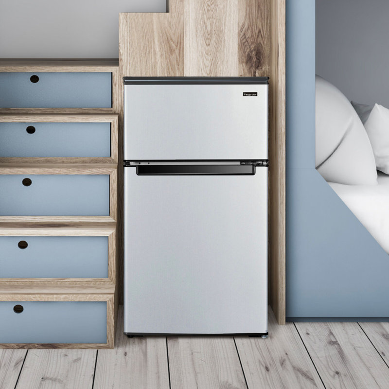 Compact Stainless Steel 3.1 cu ft Mini Refrigerator with Top Freezer