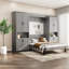 Lit mural moderne en bois gris avec rangement