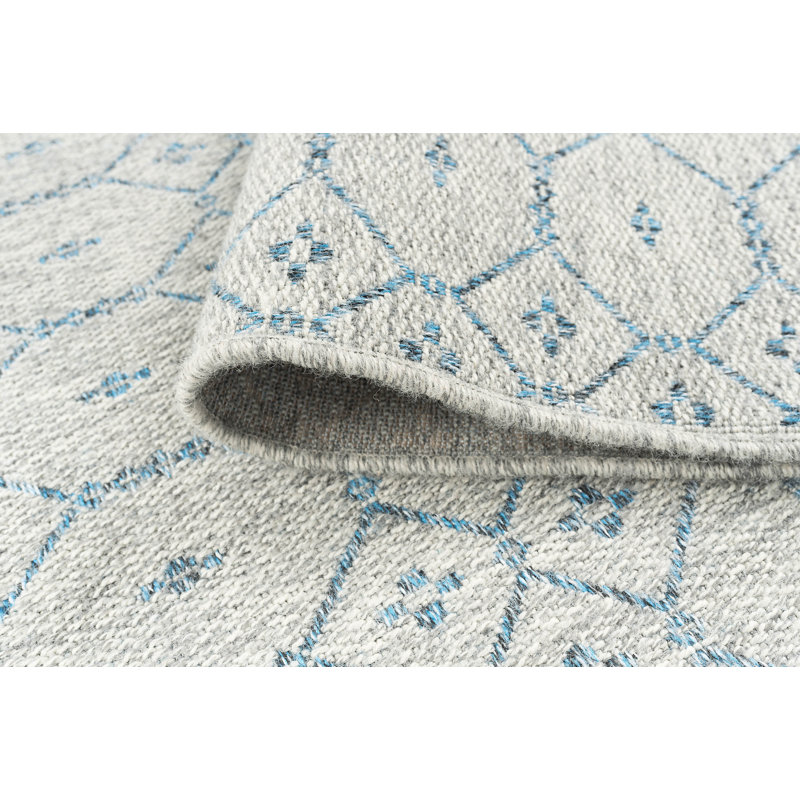 Tapis gris/bleu Bourke, Rond 5 pi 1 po