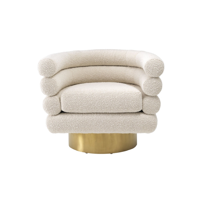 Maguire Swivel Barrel Chair, Cream Polyester Blend