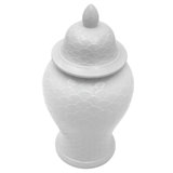 24" Antique White Scaled Temple Jar
