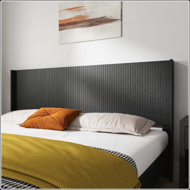 Tête de lit en bois, tête de lit large en bois seulement, têtes de lit de style campagne moderne, panneau cannelé mural, têtes de lit à oreilles Boho