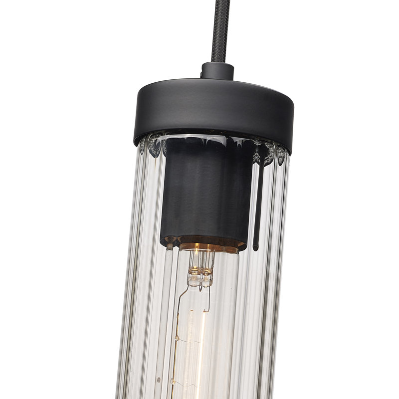 Luminaire suspendu cylindrique à 1 lumière Jense, Noir mat
