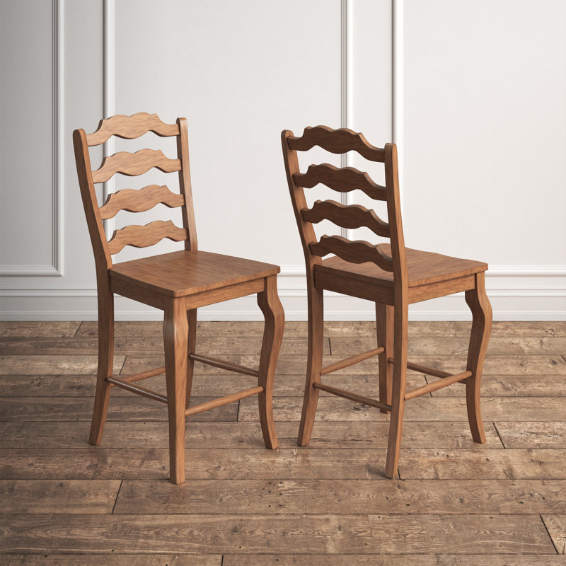 Fortville Solid Wood Counter/Bar Stool, Oak, Counter Stool (24.21” Seat Height)