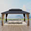 Abri de jardin à toit rigide 12 pi x 16 pi avec structure en aluminium et double toit en acier galvanisé