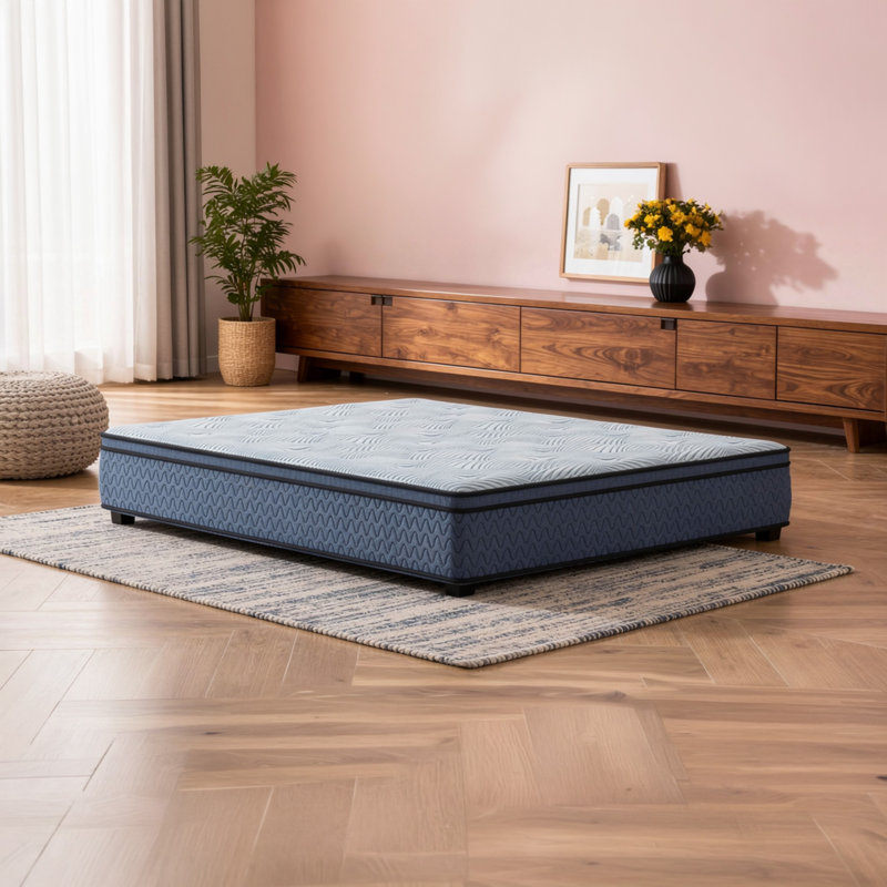 Ammy Hybrid King Mattress, Edge Design, Blue Flame Retardant Polyester 10 Inch
