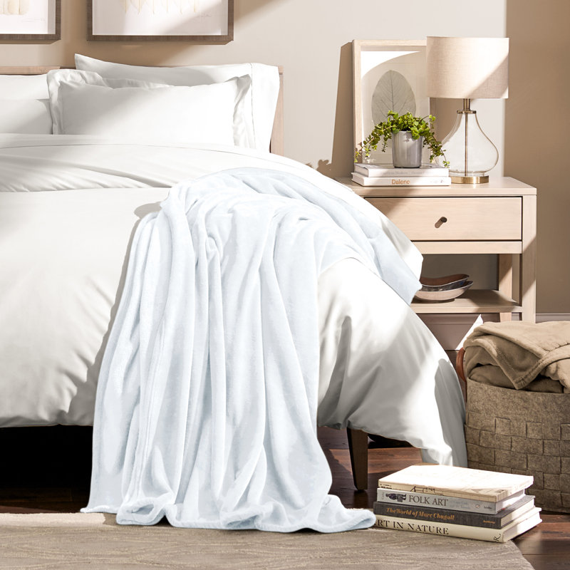 Couverture polaire Bare Home, Blanc, Jeté TG