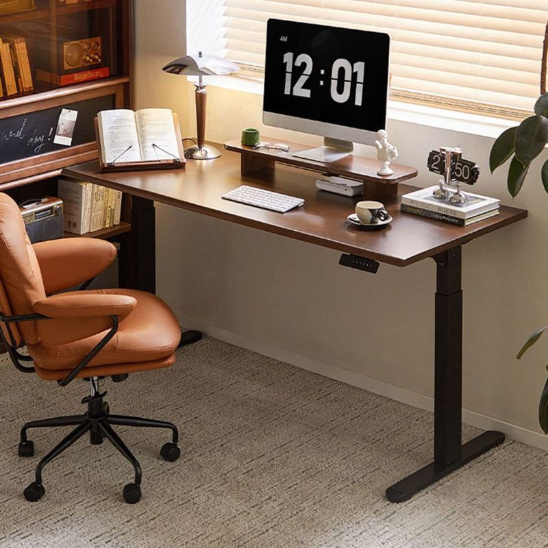 Walnut Rectangular Solid Wood Standing desk, 46.06"H*62.99"W*23.62"D