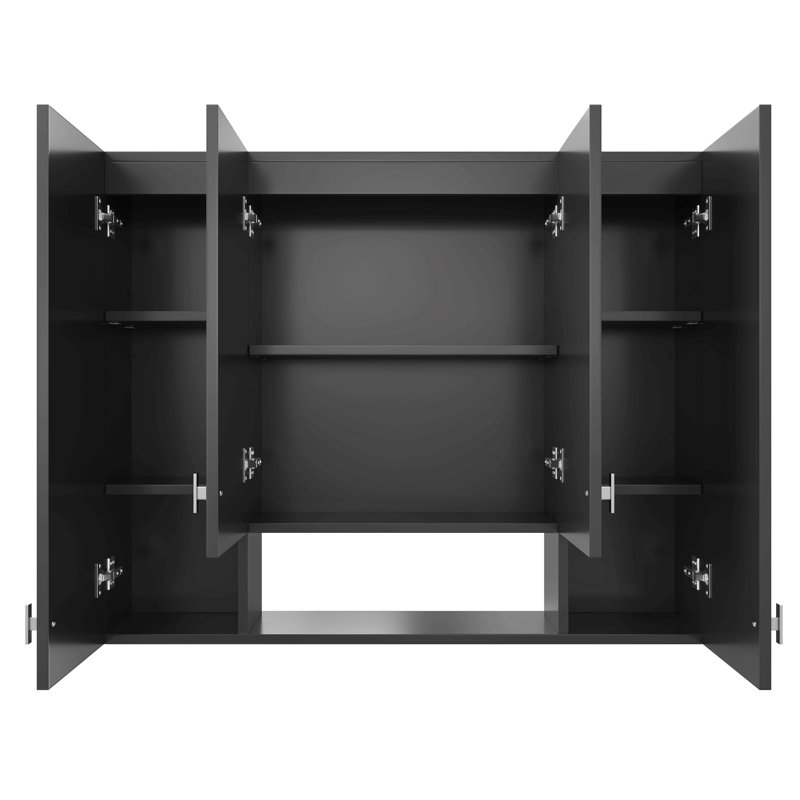Armoire à pharmacie murale moderne avec 5 tablettes réglables et charnière à fermeture en douceur pour la salle de bain