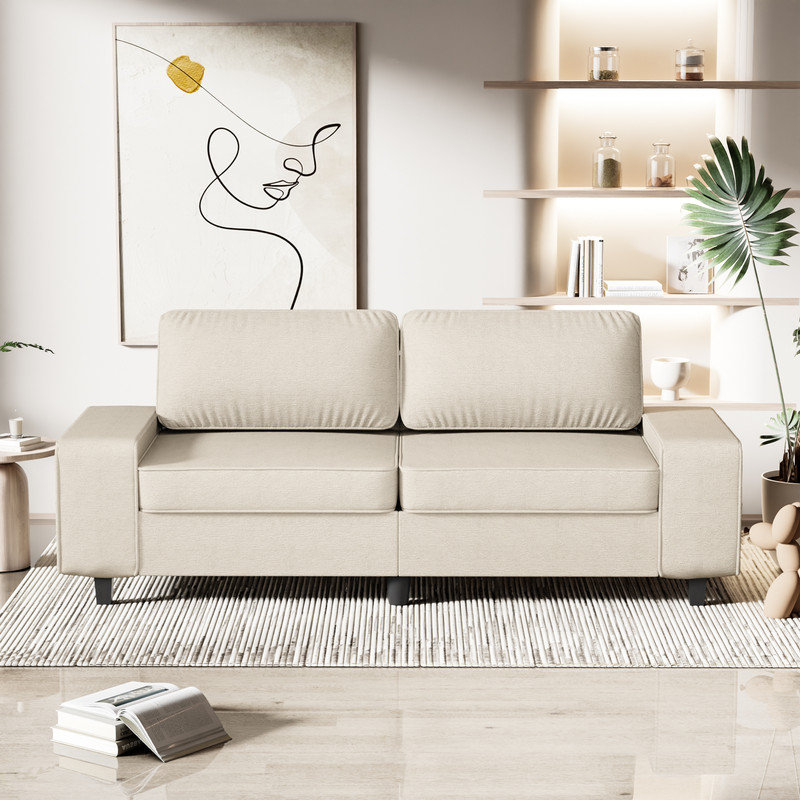 Canapé rembourré avec rangement, 3, Chenille beige