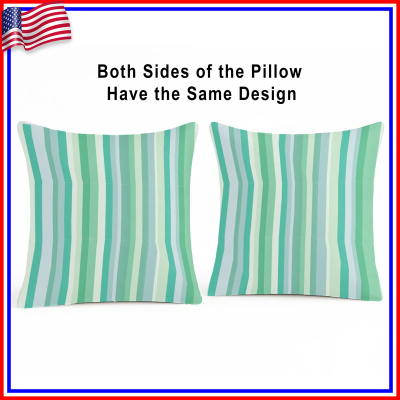 Coussin Stripes, Bleu sarcelle rayé, Carré 14 po