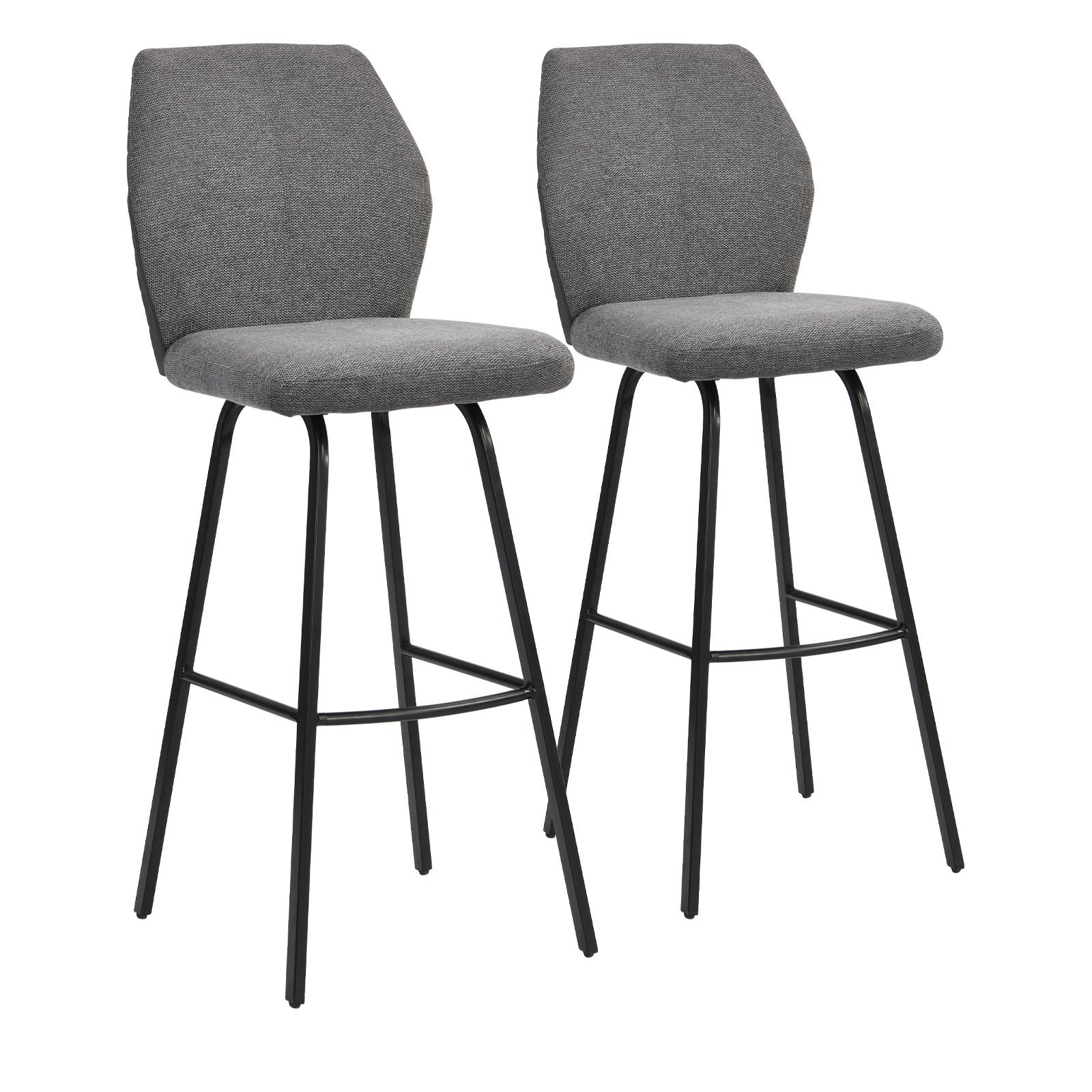 Corrigan Studio® Modern Bar Stoolset Of 2, Upholstered Grey Fabric 42.4",equip Footrest And