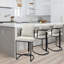 Tabouret de comptoir en chenille 26 po avec dossier et structure en métal, chaises de bar rembourrées modernes pour îlot de cuisine-2035288887-2035288889