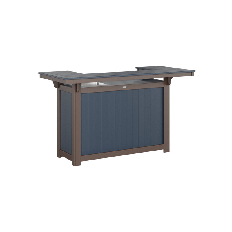 Outdoor Rectangle Bar Table, Navy Blue, Chocolate Brown