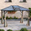 Pavillon de jardin réglable de 10 pi x 12 pi avec structure en aluminium, acier et acier