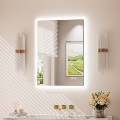Armadale Backlit LED Bathroom Mirror 3 Color Dimmable Light & Anti-fog Tempered Glass mirror