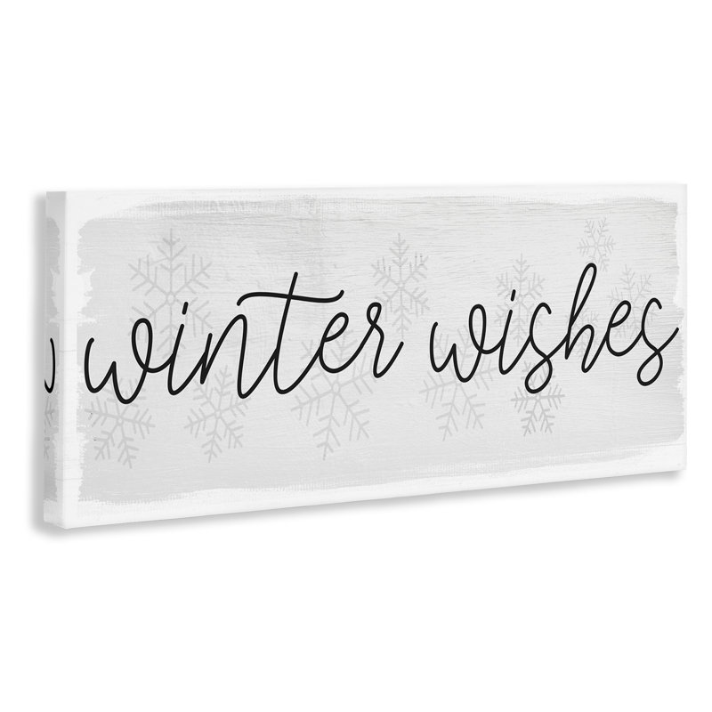 Winter Wishes Sentiments, motif géométrique de flocons de neige - art textuel, H 10 po x l 24 po