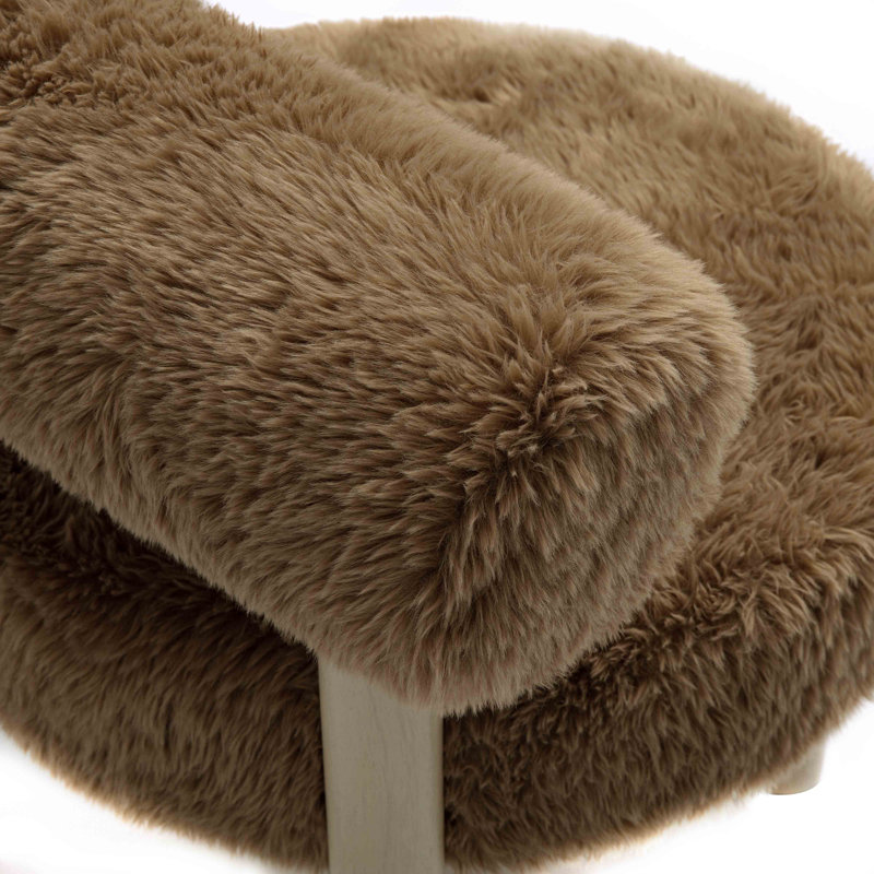 Vegan Shearling Accent Chair, Taupe foncé