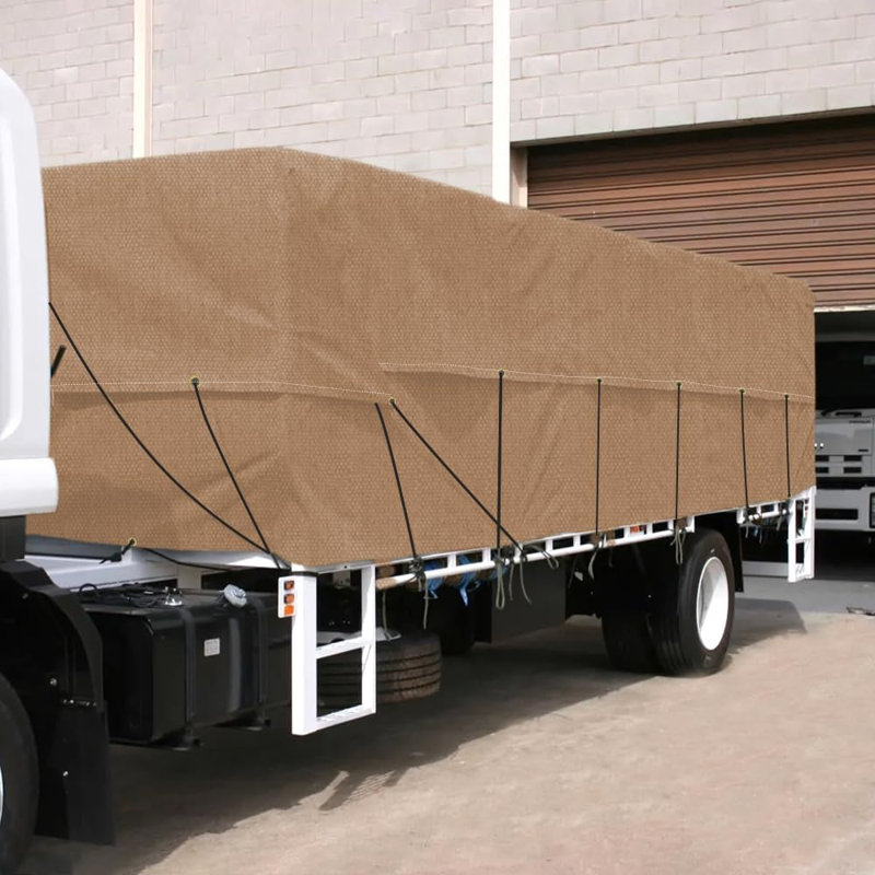 Heavy Duty Waterproof Canvas Tarp with Grommet & Reinforced Edges, Tarpaulin for Pool/Boat/Tent, 72" H x 96" W, Brown