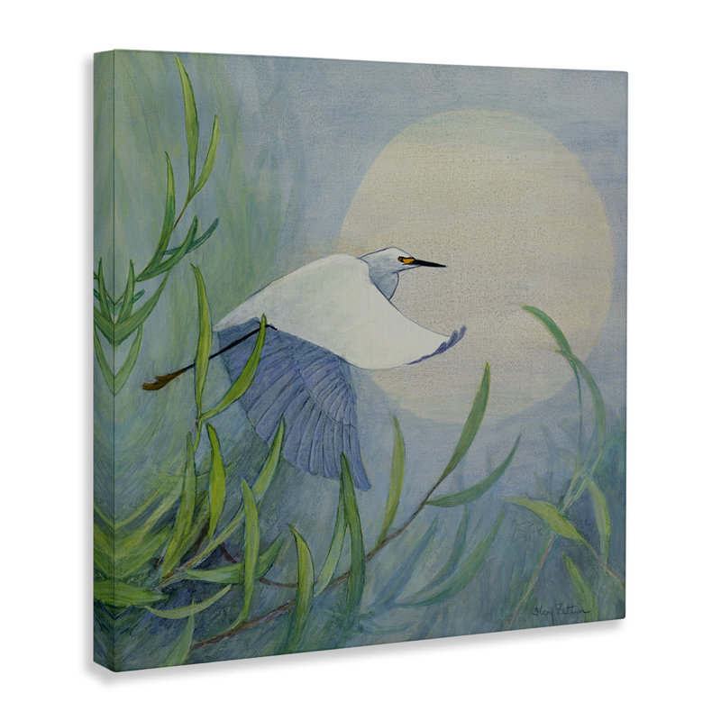 «Soaring Snowy Egret», art mural par Floy Zittin, H 17 po x l 17 po