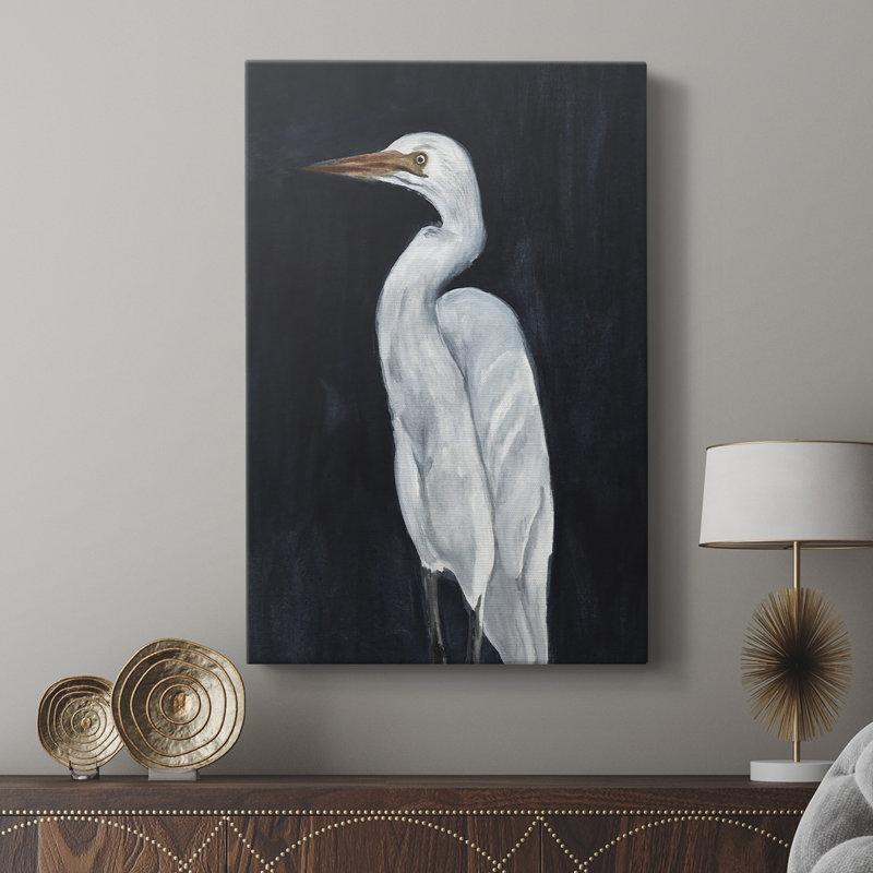 Calm Great Egret I - galerie sur mesure enveloppée Cavas, H 18 po x l 12 po