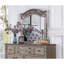 Commode et miroir en bois argent antique antique avec poignées suspendues et tiroirs suspendus