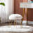 13.5" Wide Round Faux Fur Ottoman with Rose Gold Hairpin Legs for Vanity or Bedroom-402487478