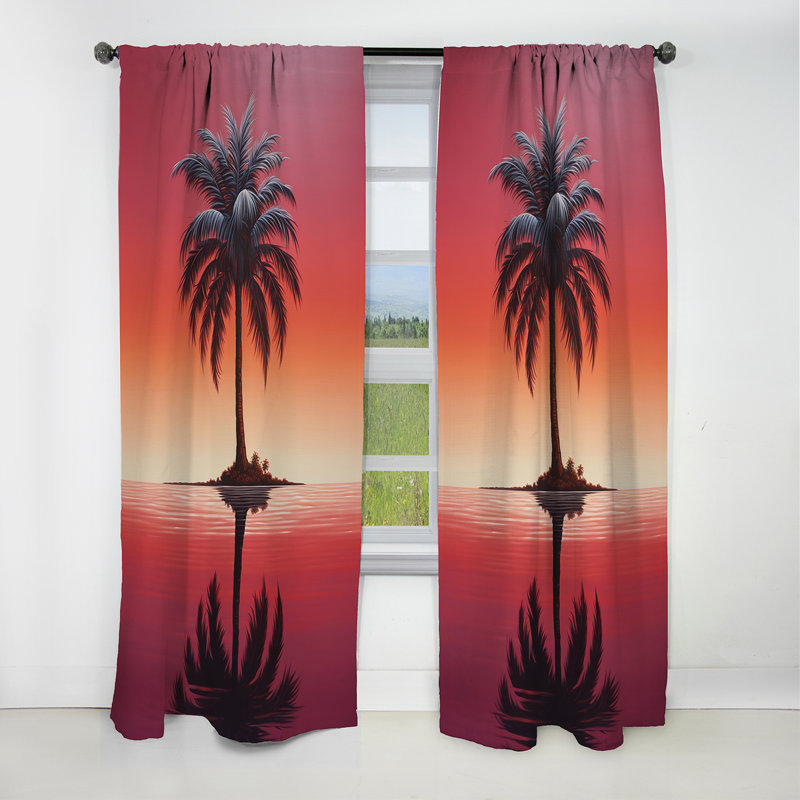 Brodi - Palm Trees Curtain - Blackout Floral Curtain - 1 Panels, 52" W x 95" L