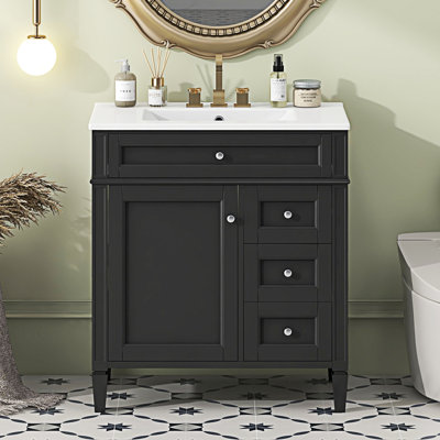 Meuble-lavabo de salle de bain avec lavabo supérieur et rangement