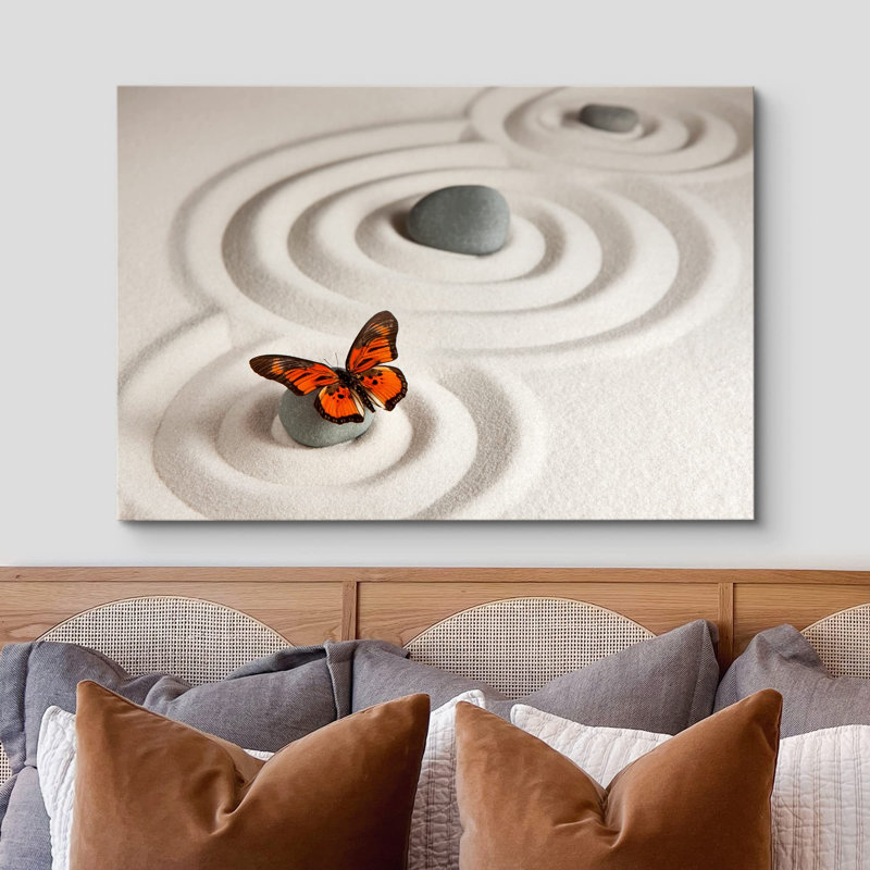 Photographie de salle de bain Zen Garden avec pierres et papillon monarque, H 12 po x l 18 po