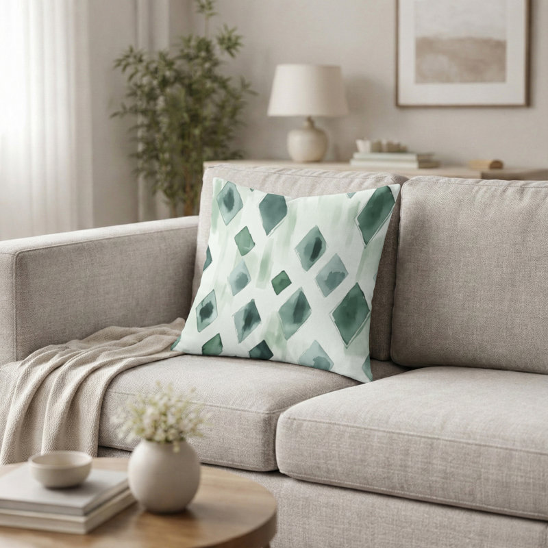 Coussin décoratif moderne Modern - Ikat Sage, H 18 po x l 18 po