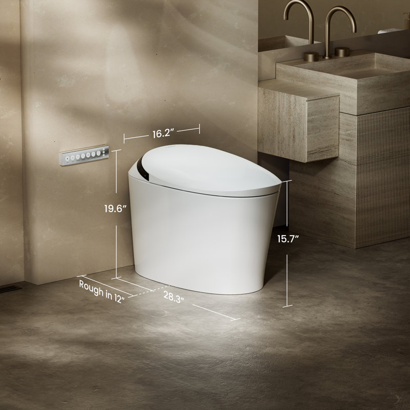 Smart Bidet Toilet Tankless, Intelligent Bidet Toilet With Auto/blackout Flush, Heated Seat, Warm Wash, Warm Dryer (remote Control Included)