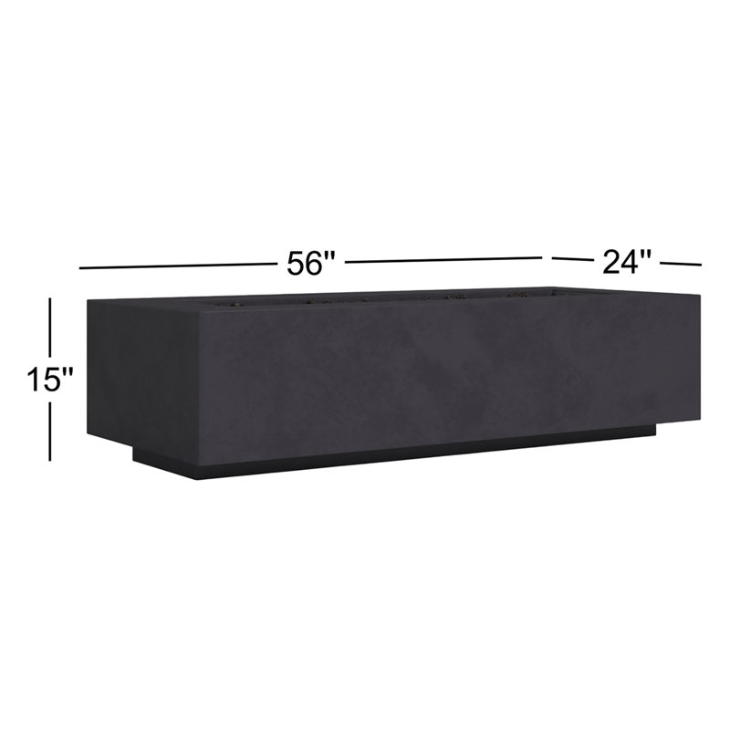 Laken 15'' H x 56'' L Concrete Outdoor Fire Pit Table, Charcoal